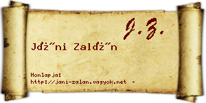 Jáni Zalán névjegykártya